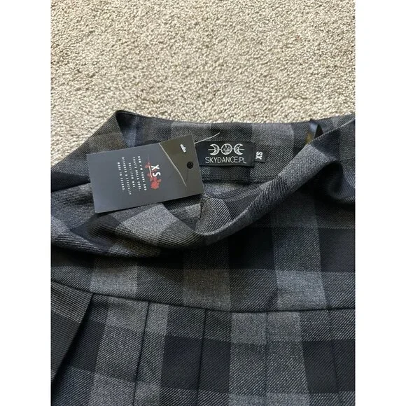 shop skydance black and grey plaid skirt - Picture 2 of 2